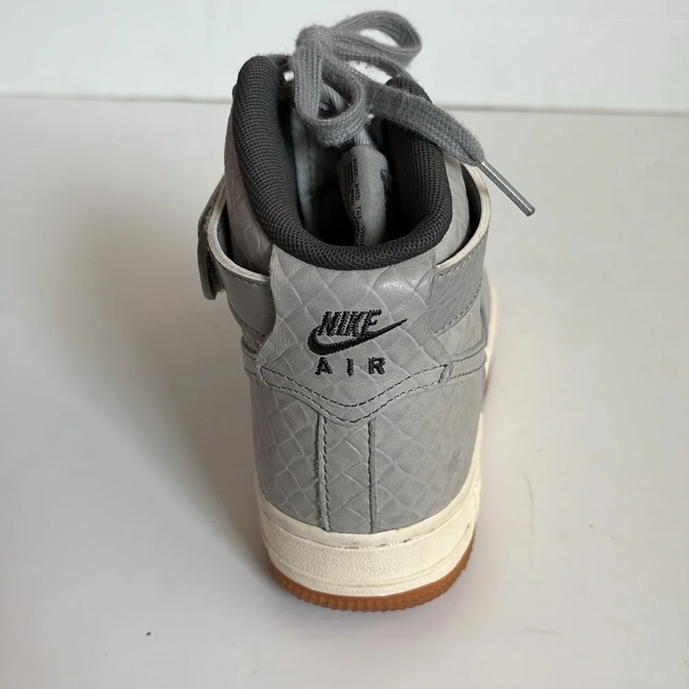 Nike AF1 Hi Premium croc embossed gray high top sneaker lace up velcro ankle
